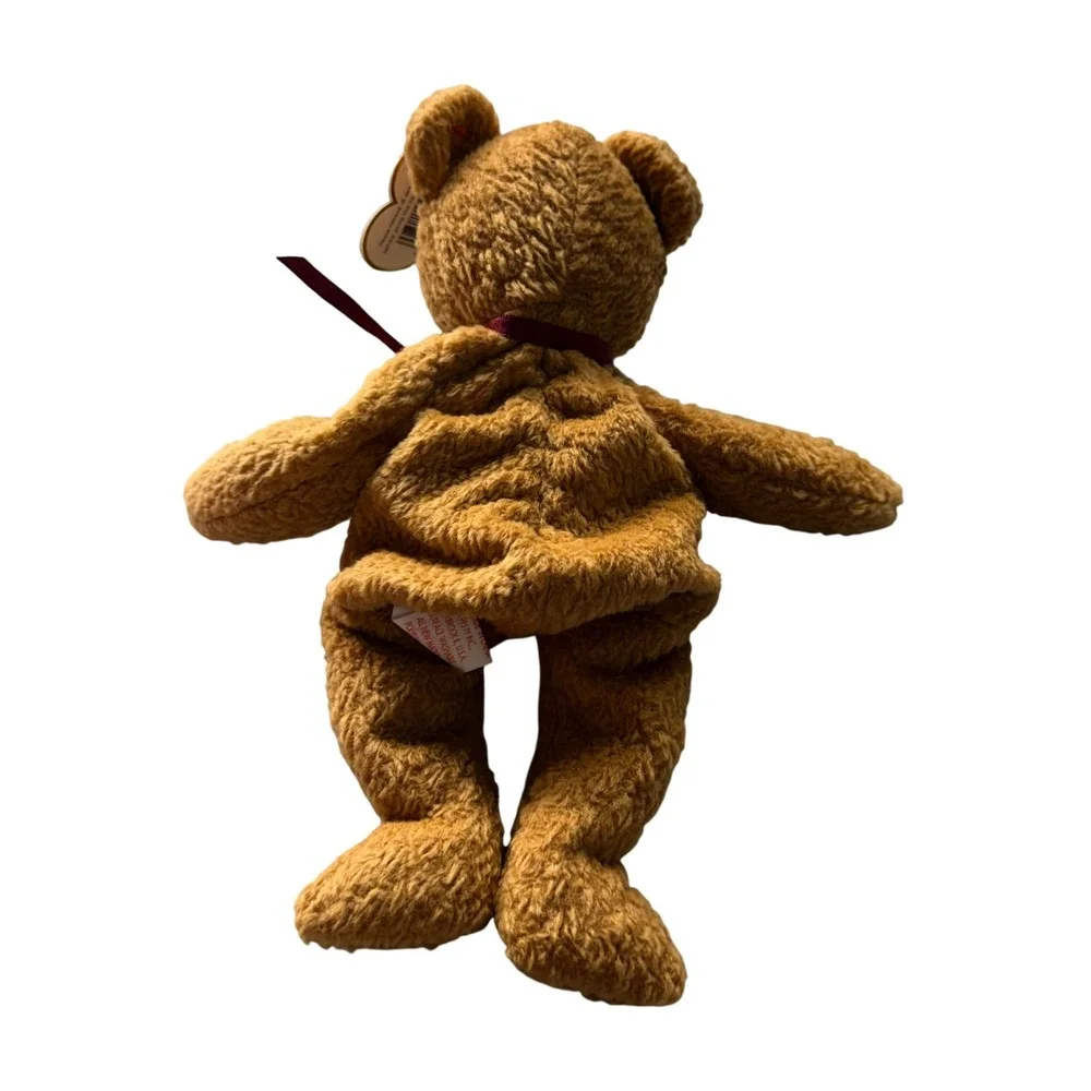 Ty Beanie Baby Curly the Bear Brown Plush 1996 Retired Vintage PE Pellets Tagged